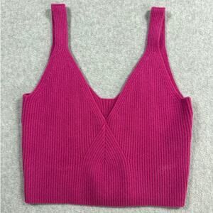 J.Crew Cashmere Cropped Tank Top Women's Large Hot Pink Pullover Casual